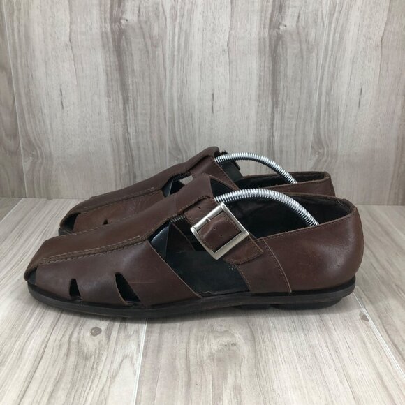 Harold Powell Fisherman Sandals Mens 11.5M Brown Leather Buckle Shoes main image 6